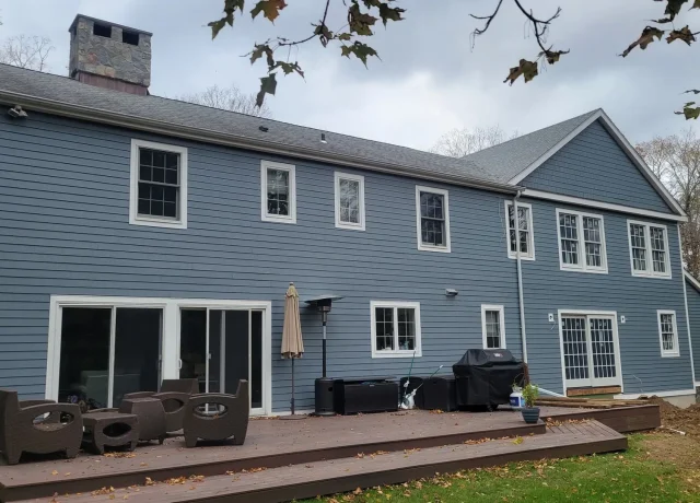 James-Hardie-siding-with-PVC-trim a house with a deck fiber cement siding
