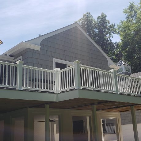 Composite deck with white railing